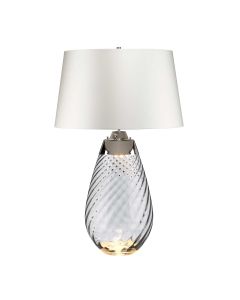 Lena 2 Light Large Smoke Table Lamp with Off-white Shade
