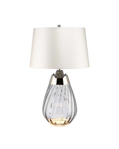 Lena 2 Light Small Smoke Table Lamp with Off-white Shade