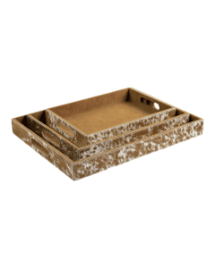 serving trays cow rectangle brown/white (set of 3) (bos taurus taurus)
