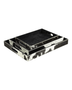 serving trays cow rectangle black/white (set of 3) (bos taurus taurus)
