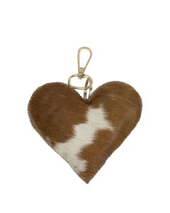 keychain cow heart brown/white medium 11cm gold (bos taurus taurus)