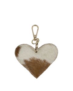 keychain cow heart brown/white small 9cm gold (bos taurus taurus)