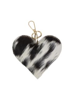 Keychain cow heart black/white medium 11cm gold (bos taurus taurus)