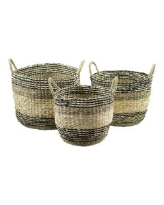 Seagrass basket black stripe (set of 3)