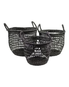 seagrass basket black (set of 3)
