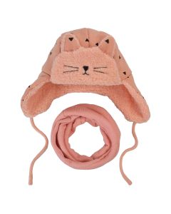 Shawl / Hat child set pink - set     