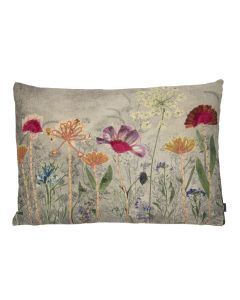 Cushion embroidered wild flowers cosmea 40x60cm