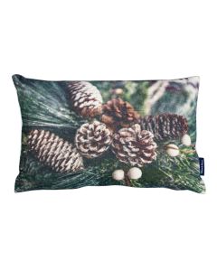half cushion velvet winter pine cones 30x50cm