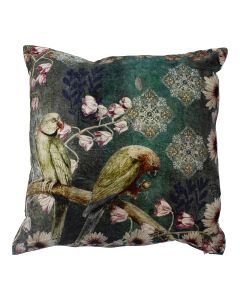 cushion velvet charming parakeets 45x45cm