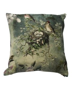 cushion velvet charming bird's nest 45x45cm