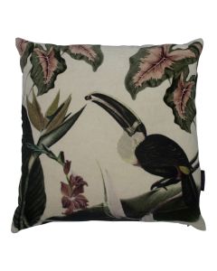cushion velvet exotic toucan 45x45cm