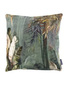 cushion velvet jungle blue 45x45cm
