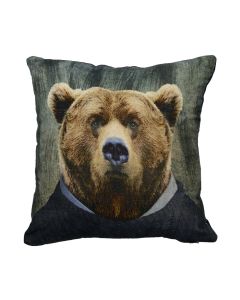 cushion velvet preppy brown bear 45x45cm
