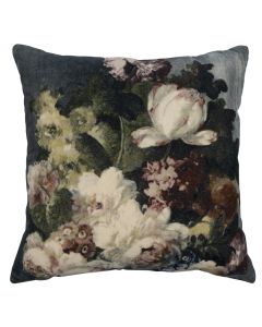 cushion velvet romantic flowers 45x45cm