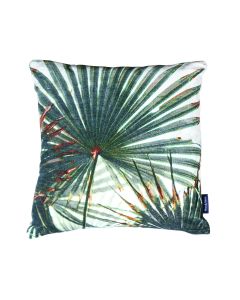 cushion velvet green palm leaf 45x45cm