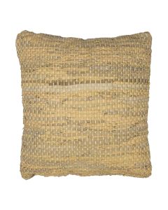 cushion recycled leather braided camel 45x45cm