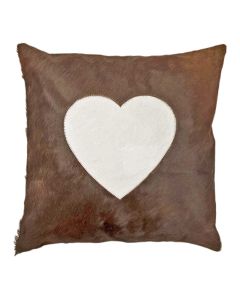 Cushion cow heart brown 45x45cm (bos taurus taurus)
