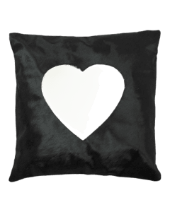Cushion cow heart black 45x45cm (bos taurus taurus)