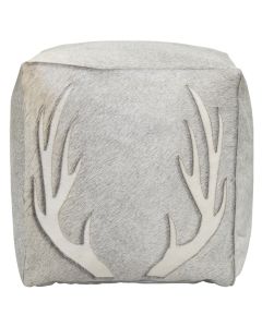 pouf cow square antler grey 45x45x45cm (bos taurus taurus)