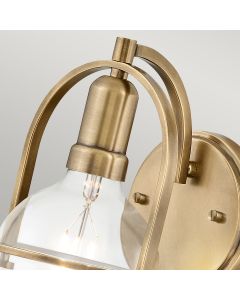 Somerset 1 Light Wall Light - Brass/Clear