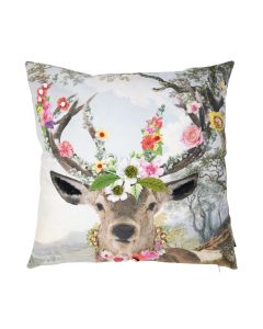 handmade cushion fleury deer wreath 45x45cm