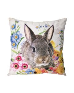 handmade cushion fleury rabbit flowers 45x45cm