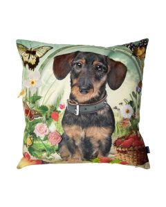 handmade cushion fleury dachshund strawberry 45x45cm