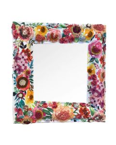 Handmade mirror square fleury flowers 60x60cm