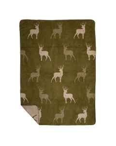 Plaid deer all over olive green 150x200cm