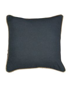 cushion dark grey with jute piping 45x45cm