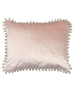 cushion velvet pom pom blush pink 35x45cm