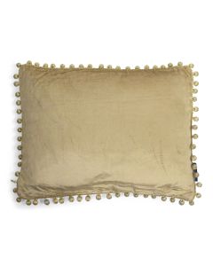 cushion velvet pom pom gold 35x45cm