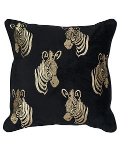 cushion velvet black zebra 45x45cm
