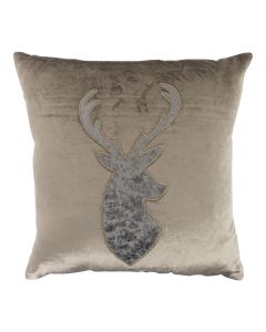 cushion velvet taupe deer 40x40cm