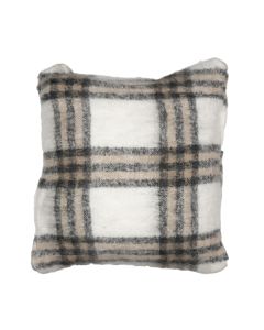 cushion wool look check beige 45x45cm