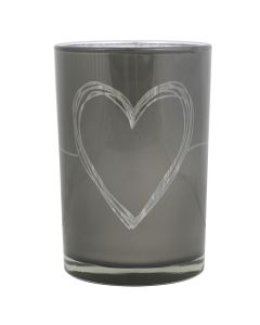 wind light glass heart grey large 18cm