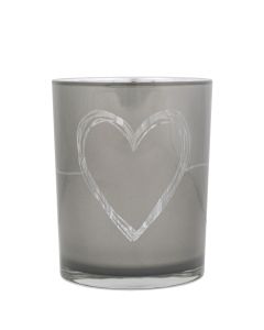 wind light glass heart grey medium 12cm