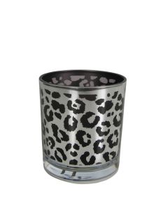 wind light glass silver leopard small 8cm