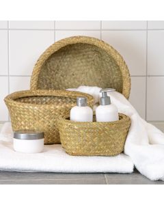 seagrass basket flat rond (set of 3)