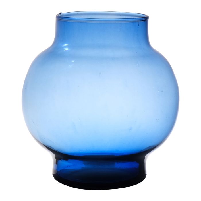 Deborah Mouthblown Recycled Belly Vase blue h19 d19