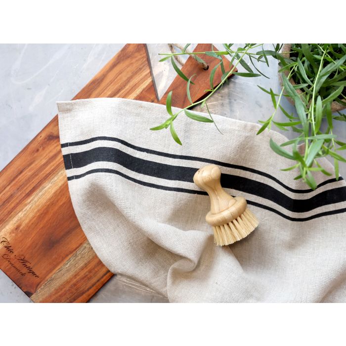 Tea Towel w. grain sack stripe Éternel