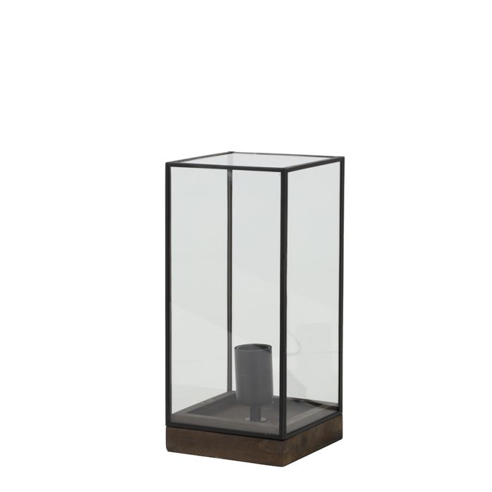 Table lamp 15x15x32,5 cm ASKJER wood brown+black+glass