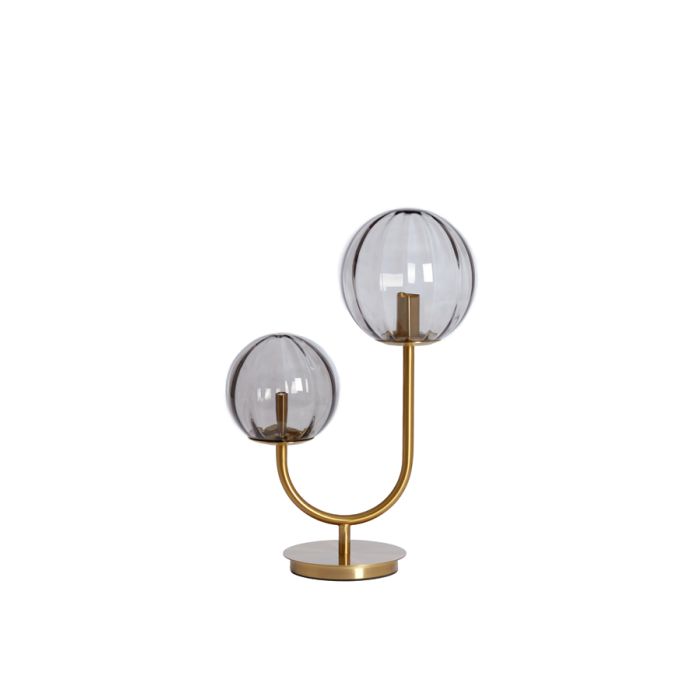 Table lamp 2L E14 33x18x43 cm MAGDALA glass light grey+gold