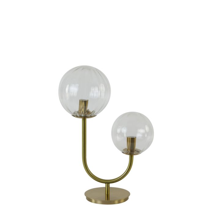 Table lamp 2L E14 33x18x43 cm MAGDALA glass clear+gold