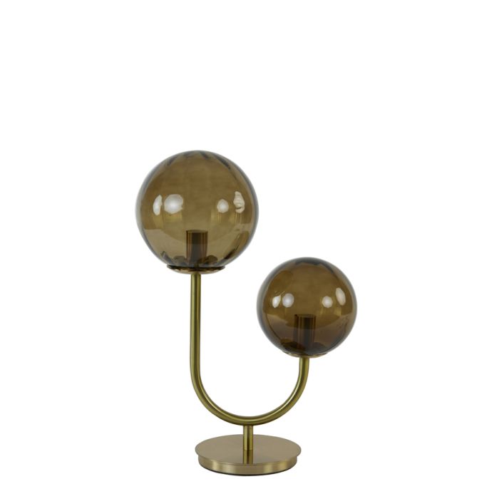 A - Table lamp 2L E14 33x18x43 cm MAGDALA glass brown+gold