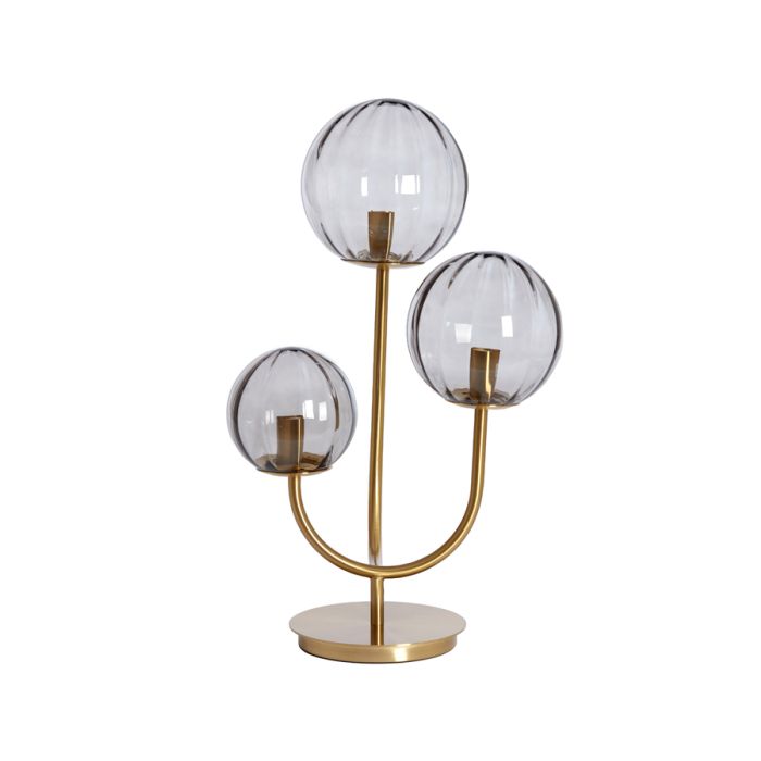 Table lamp 3L E14 38x20x60 cm MAGDALA glass light grey+gold