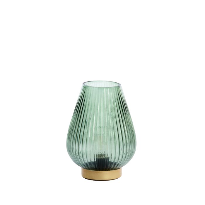 Table lamp LED Ø14,5x19,5 cm TAJERA glass dark green+gold