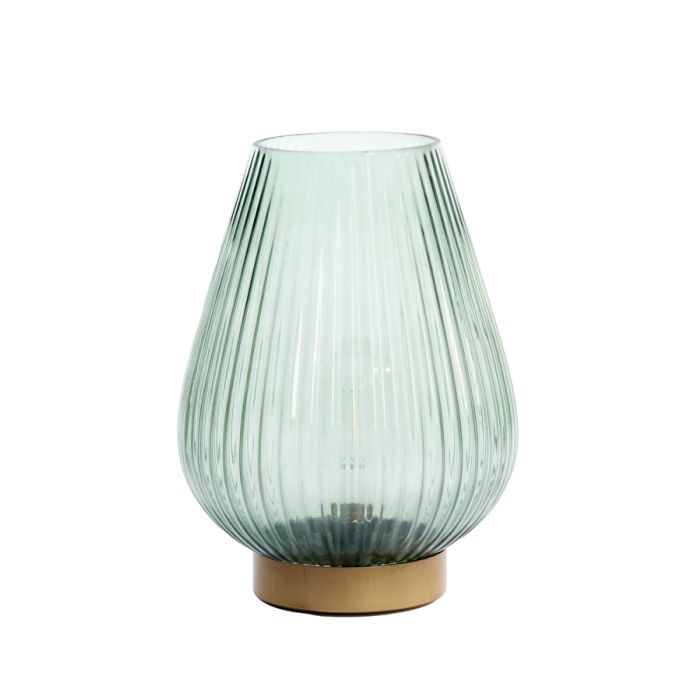 Table lamp LED Ø21x28 cm TAJERA glass dark green+gold