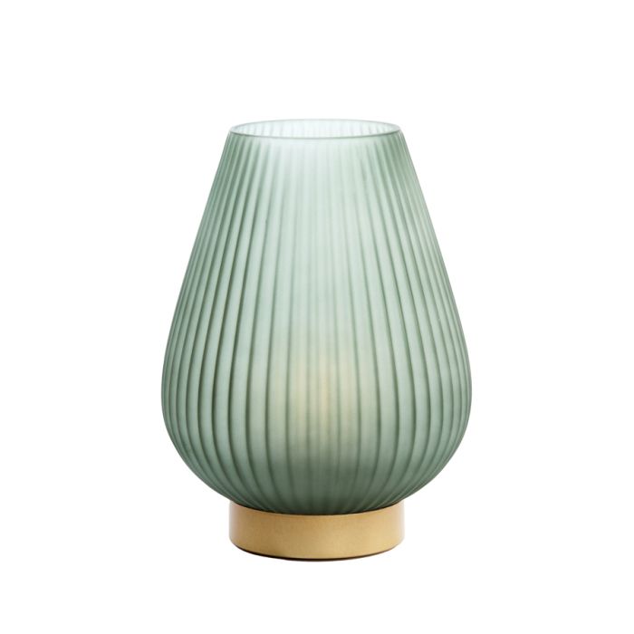 Table lamp LED Ø21x28 cm TAJERA glass matt dark green+gold