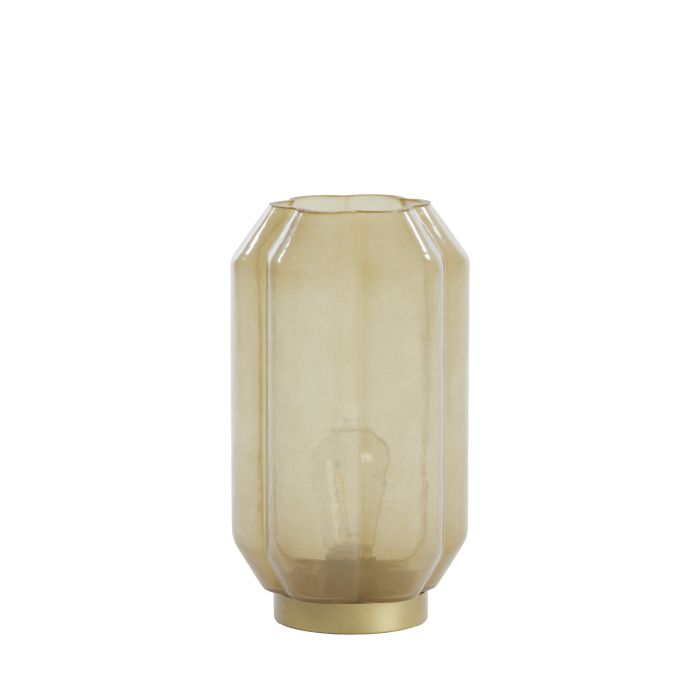 Table lamp LED Ø15x27 cm YVIAS glass milky light yellow+gold